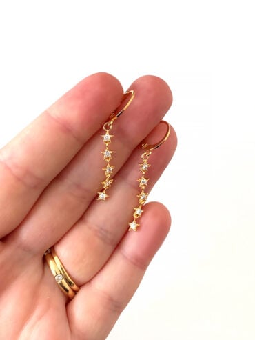 Boucles d'oreilles pendantes étoiles Cassiopée