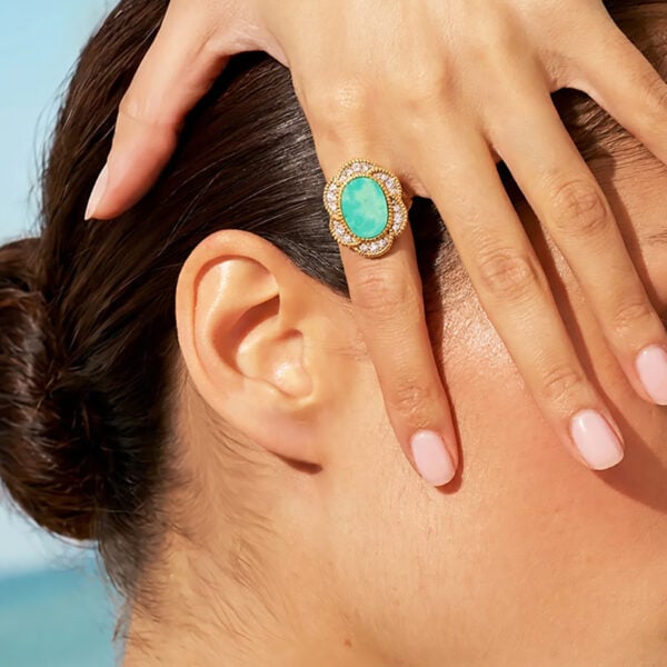 Bague fleur turquoise femme été