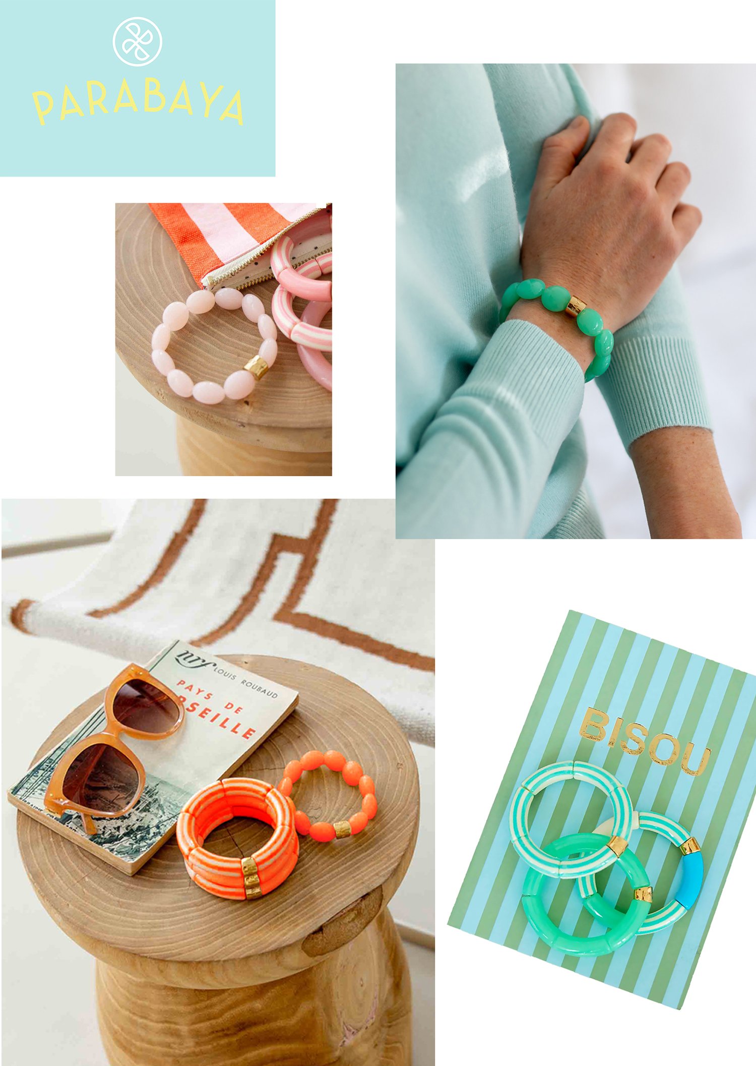 bracelets PARABAYA chez Poisson Plume - modèles PIPOCAS et BOMBOMS