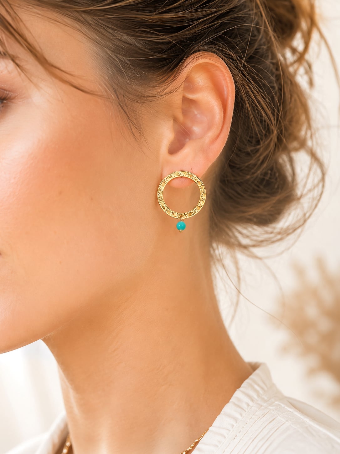 Boucles d'oreilles petites pierres Bloom 1 Boucles d'oreilles petites pierres bloom amazonite femme