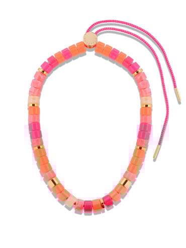 Collier Praia Laranja Mix - Parabaya - présentation du collier cordon réglable. Modèle multicolore.