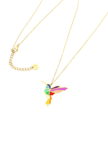 Collier oiseau arc-en-ciel
