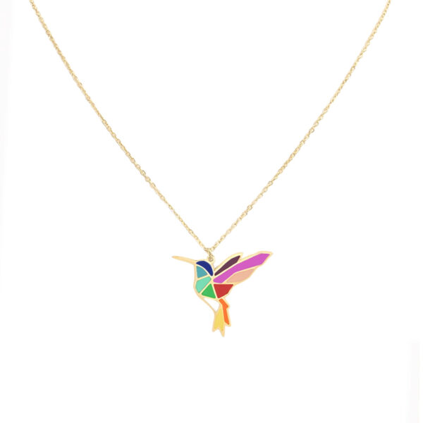 Collier oiseau arc-en-ciel - zoom