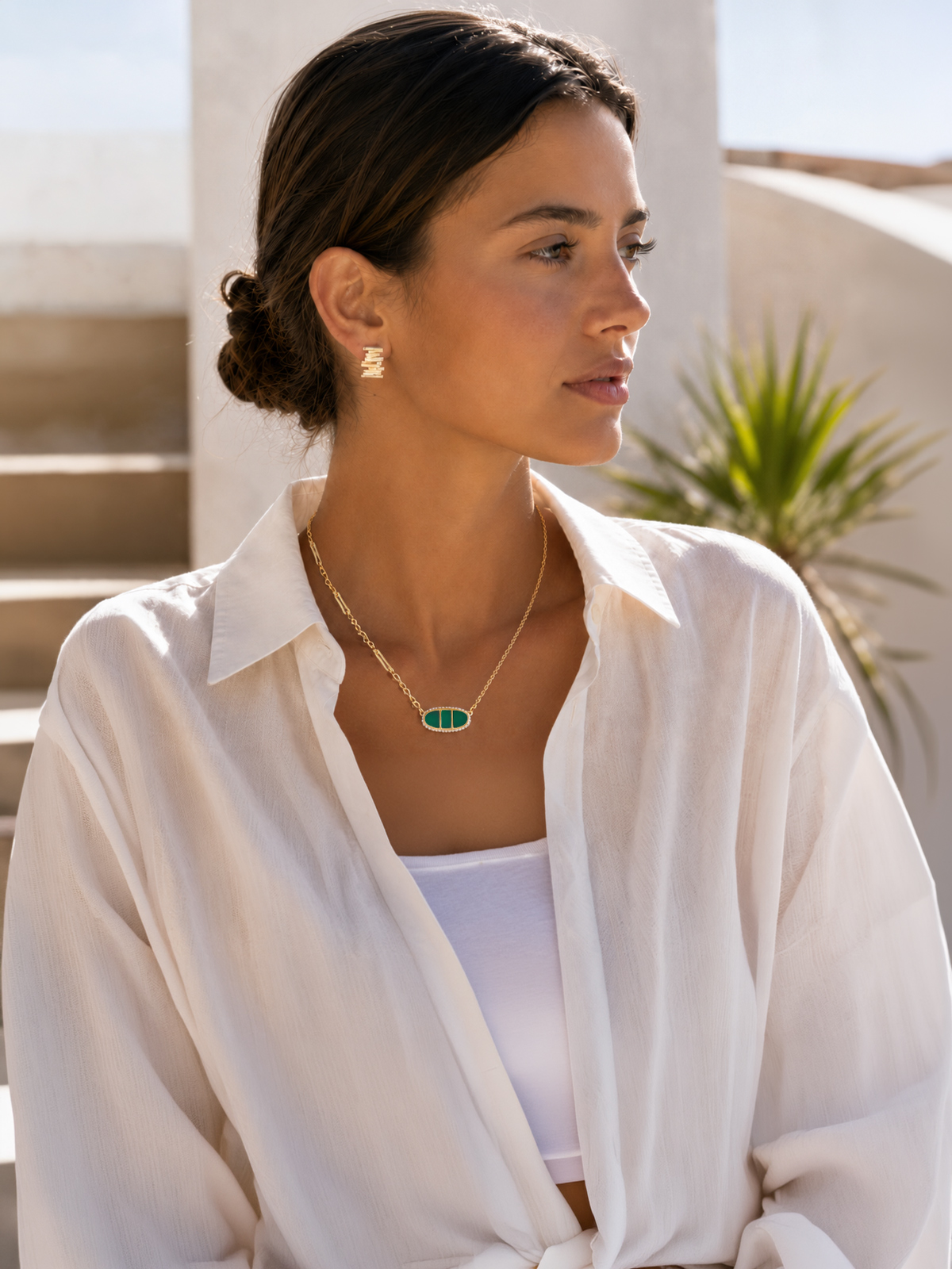 Collier Izy Onyx Vert 1 Collier izy onyx vert femme été
