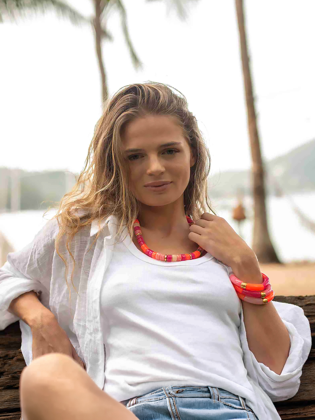 Collier Praia Laranja Mix 3 Collier praia laranja mix femme - parabaya