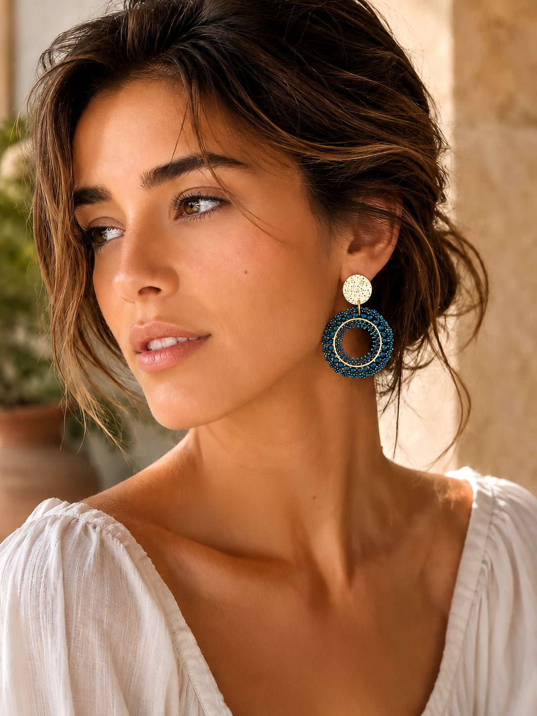 Boucles d'oreilles Atacama Bleu marine 1 Boucles d'oreilles atacama bleu marine - modèle femme
