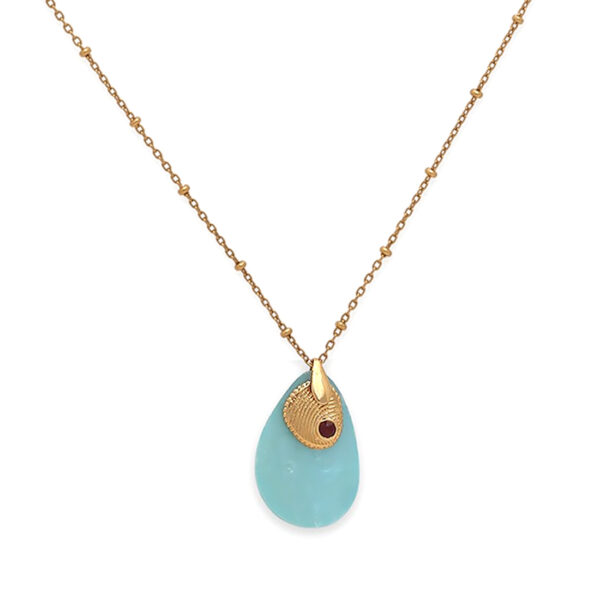 Collier dragée bleu zoom