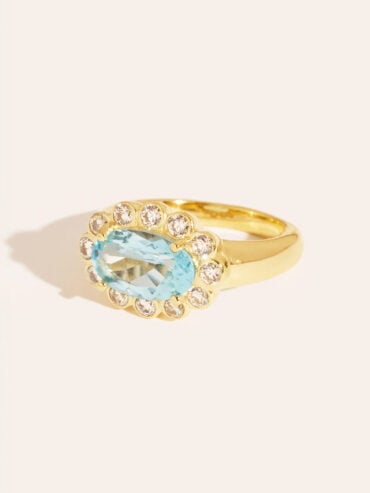 Pinky ring bleue Be Maad - Bague de petit doigt femme - présentation