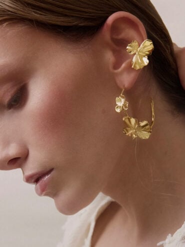 Bague d'oreille fleur dorée Eresos