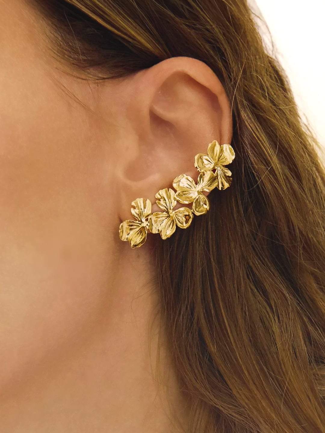 Bague d'oreille fleurs Fara 1 Bague d'oreilles fleurs fara - bijou doré femme