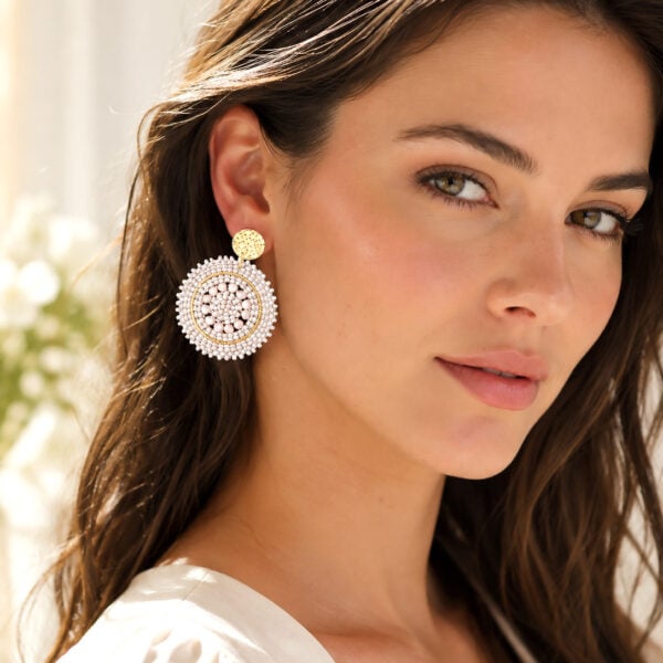 Boucles d'oreilles mini espagnola blanc sable femme