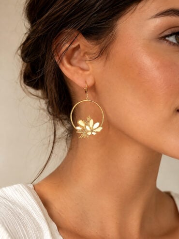 Boucles d'oreilles nympheas ivoire femme