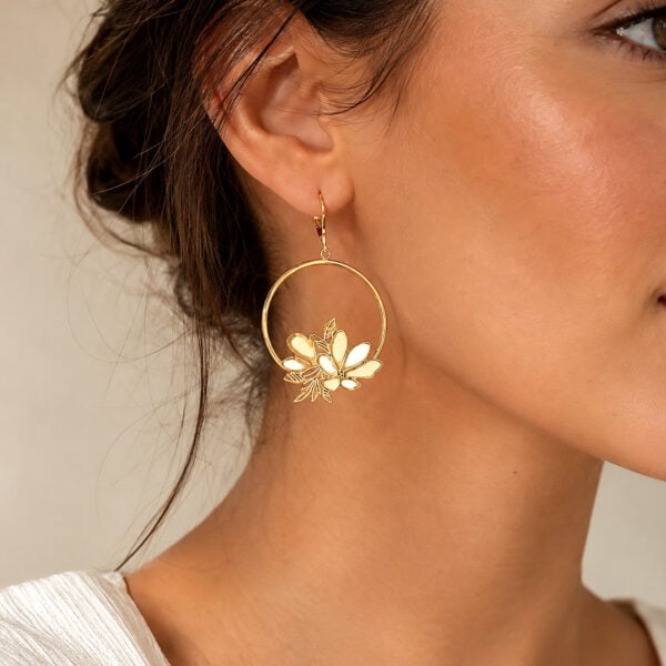 Boucles d'oreilles nympheas ivoire femme