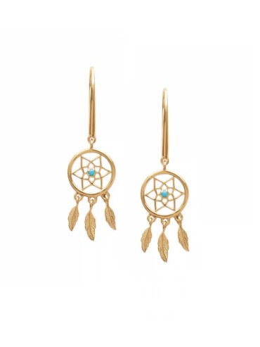 Bijoux fantaisie de créateurs 17 Boucles d'oreilles attrape-rêves Arizona - boucles d'oreilles pendantes en plaqué or