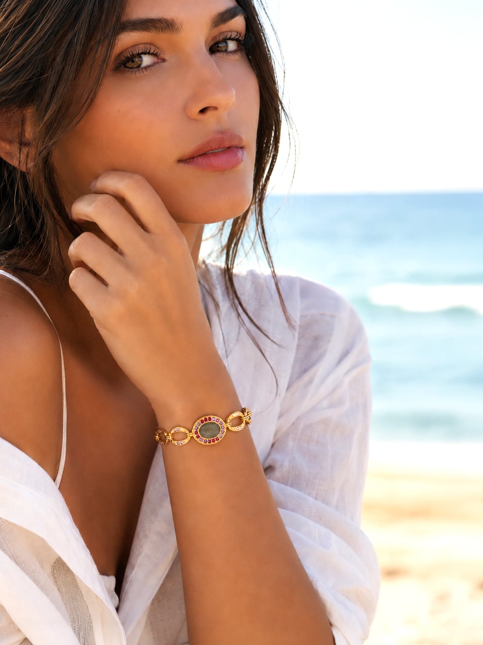 Bracelet Hera Labradorite 1 Bracelet labradorite hera femme plage été