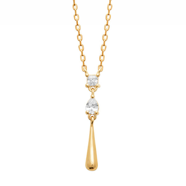 Collier fin plaqué or stockholm présentation - bijou goutte - zoom pendentif