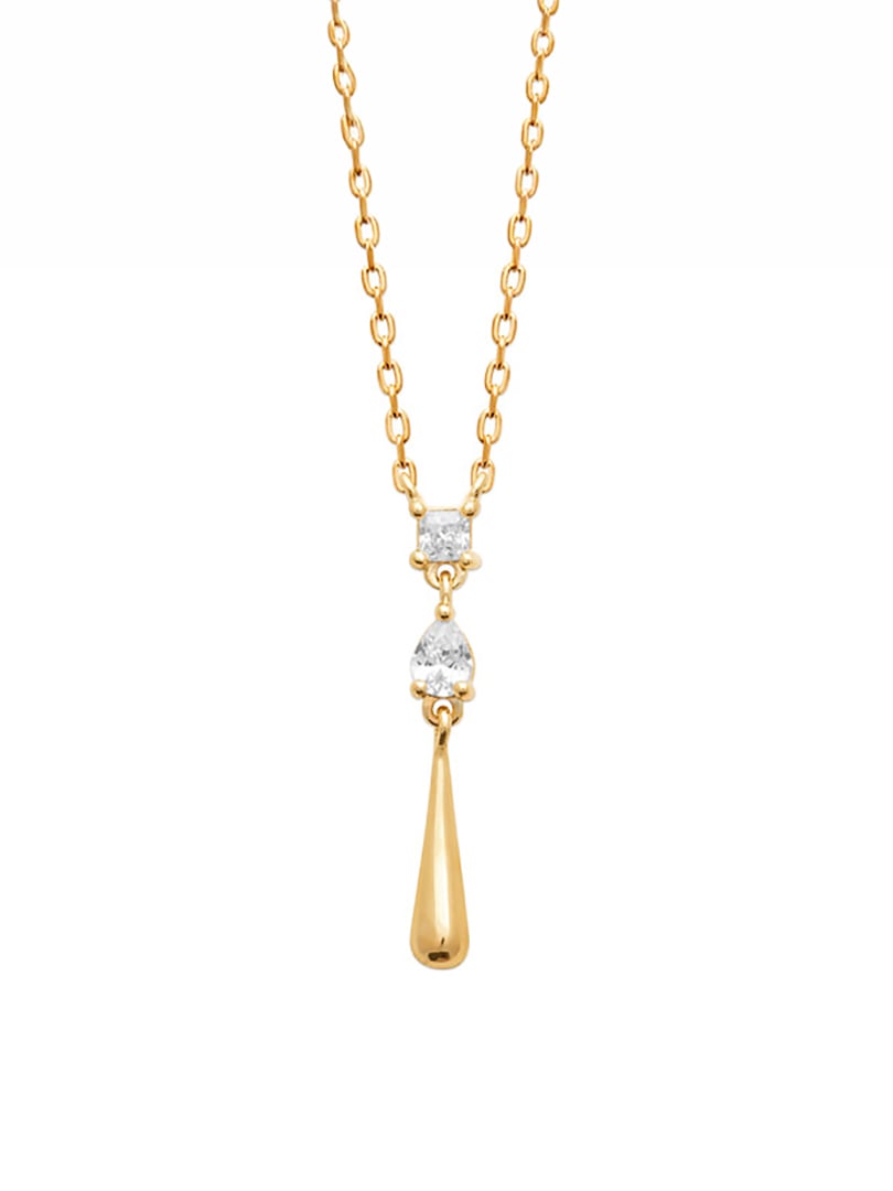 Collier fin plaqué or Stockholm 1 Collier fin plaqué or stockholm présentation - bijou goutte - zoom pendentif