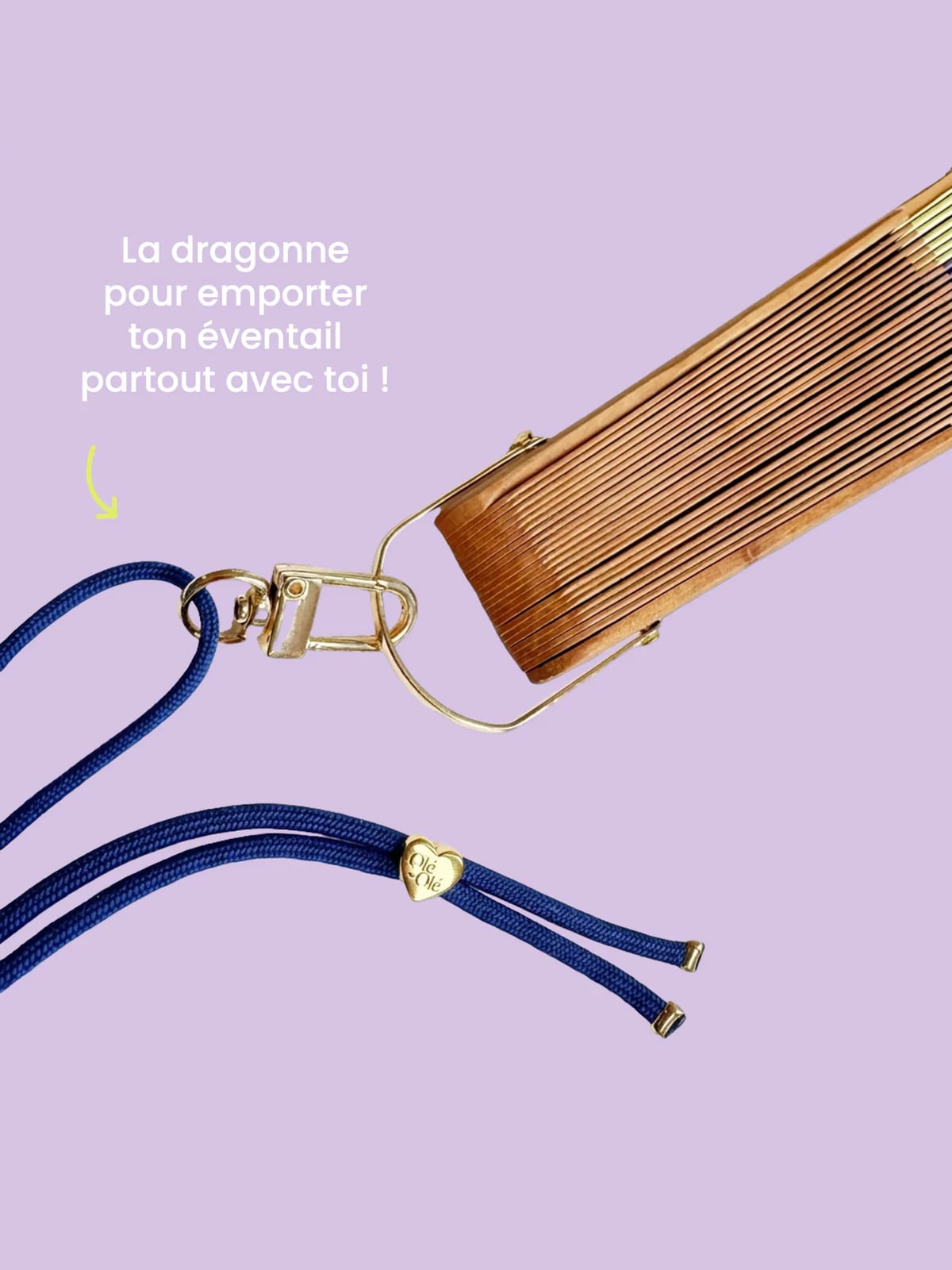 La dragonne d'éventail : Bleu 1 dragonne d'éventail bleue - cordon bleu marine