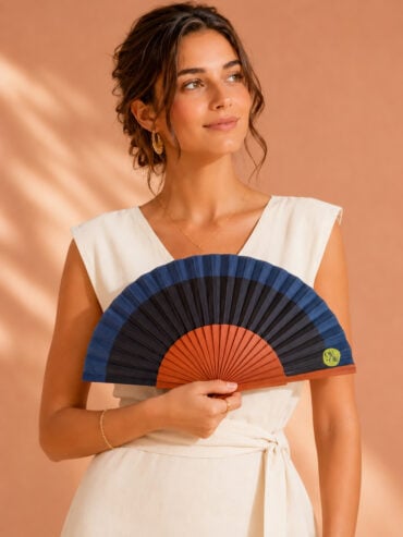 Eventail Venise Bleu