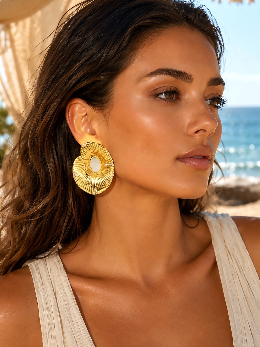 Boucles d'oreilles Coquillage nacre Soleil Sauvage 1 Grandes boucles d'oreilles coquillages femme été