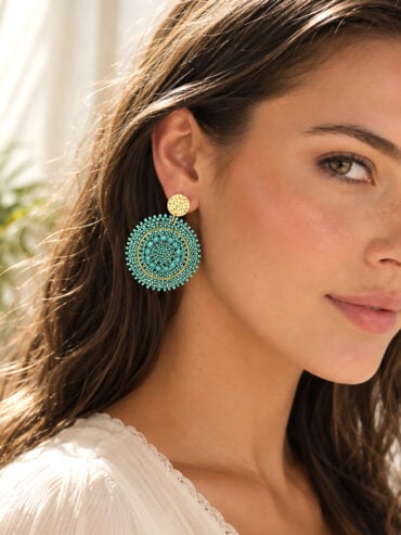 Boucles d'oreilles mini espagnola vert d'eau femme