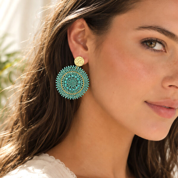 Boucles d'oreilles mini espagnola vert d'eau femme