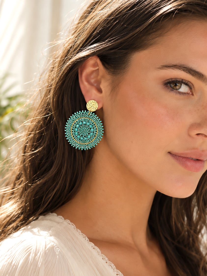 Boucles d'oreilles Mini Espagnola Vert d'eau 1 Boucles d'oreilles mini espagnola vert d'eau femme