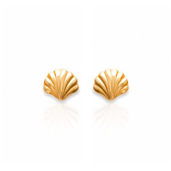 Mini puces d'oreilles coquillage doré CALA - présentation des bijoux fantaisie