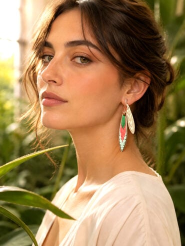 Boucle d'oreille plume à l'unité - femme - collection totem