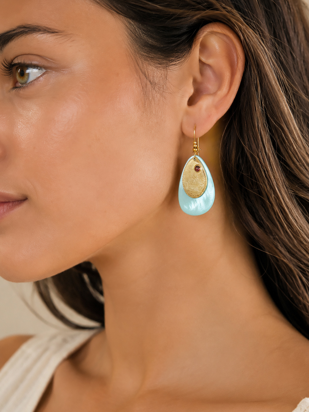 Boucles d'oreilles Nymphéa bleu 2 Boucles d'oreilles longues nymphéa bleu-femme