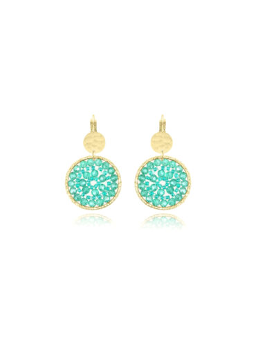Boucles d'oreilles paradis crystalline bleu vert