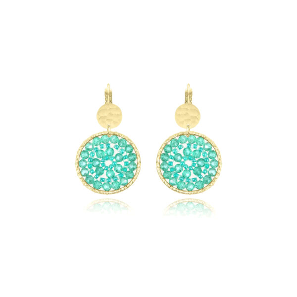 Boucles d'oreilles paradis crystalline bleu vert