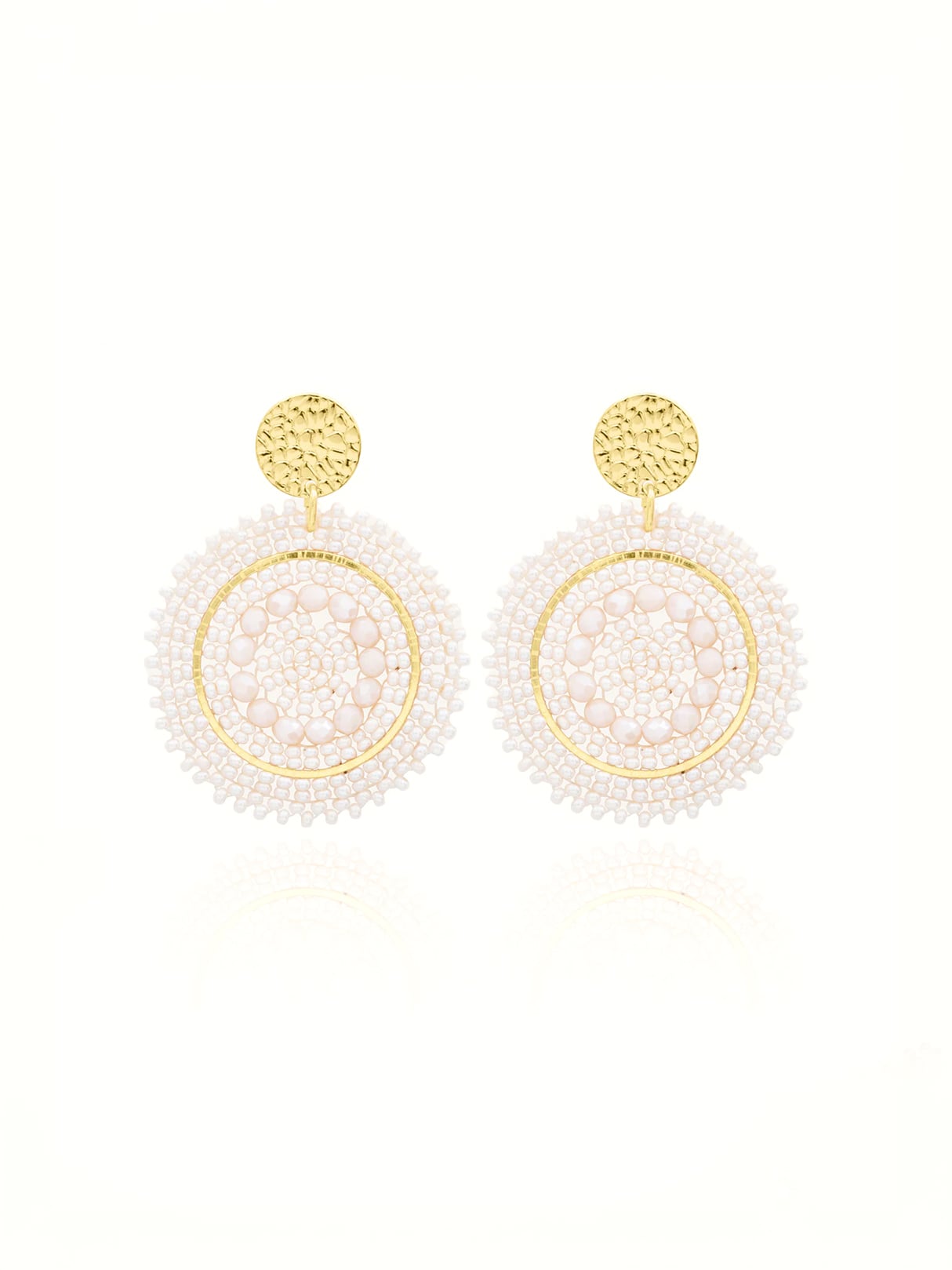 Boucles d'oreilles Mini Espagnola Sable 1 Boucles d'oreilles mini espagnola blanc sable