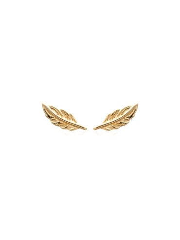mini puces d'oreilles plumes plaqué or de face
