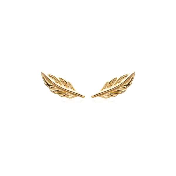 mini puces d'oreilles plumes plaqué or de face