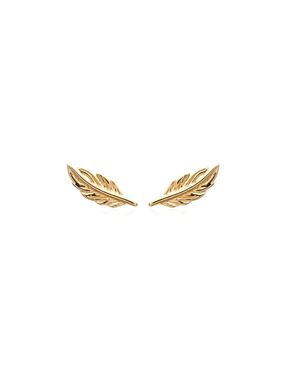 Mini Puces d'oreilles Plumes plaqué or 1 mini puces d'oreilles plumes plaqué or de face