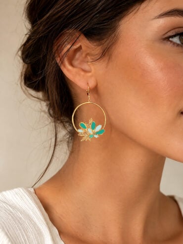 Boucles d'oreilles nympheas lagon femme