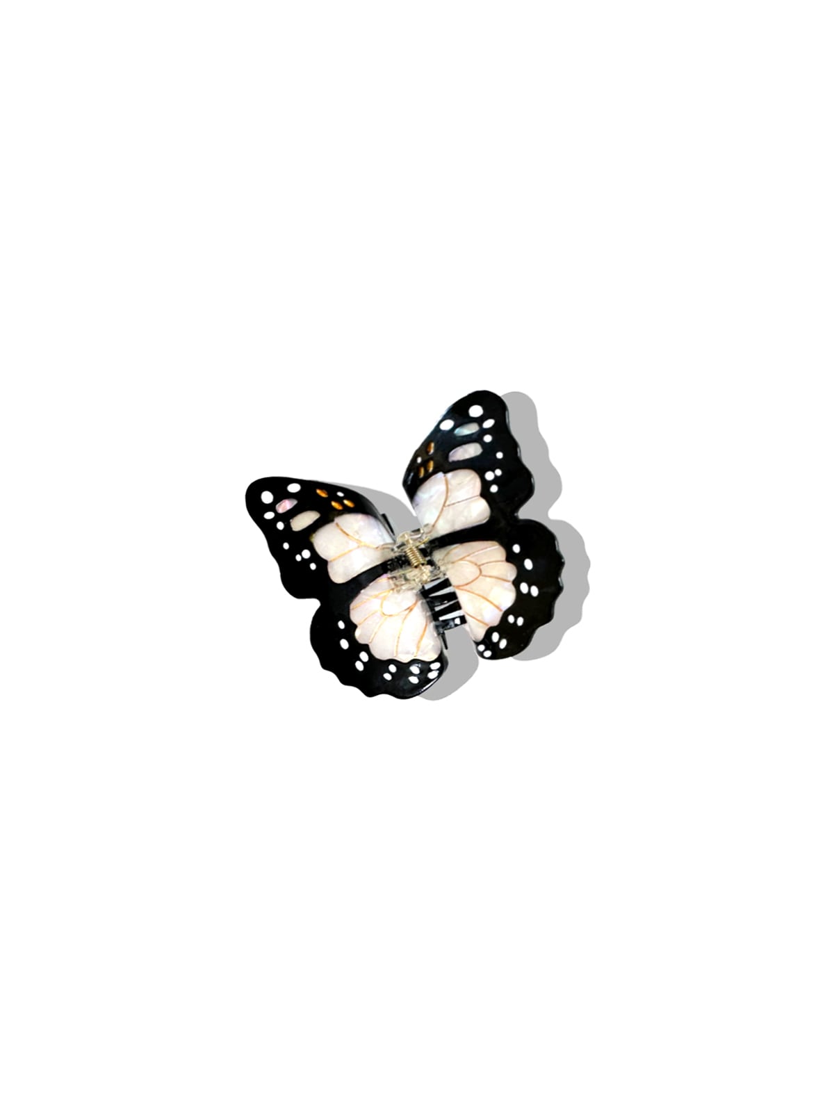 Petite Pince à cheveux papillon ivoire ébène 1 Petite pince à cheveux paillon blanc ivoire et noir ébène