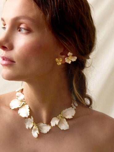 Bague d'oreille fleur Eresos émaillée
