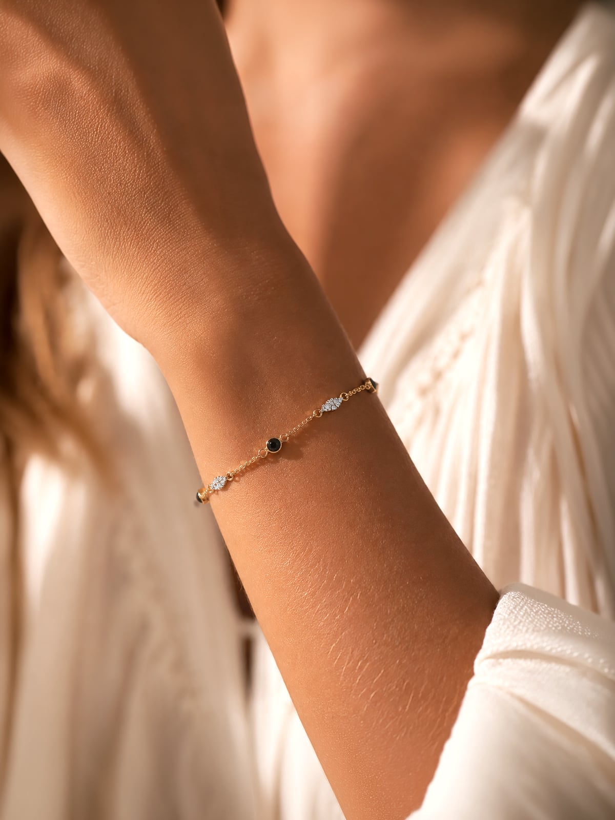 Bracelet fin Sitara zircons noirs 1 Bracelet sitara femme