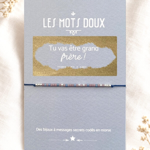 Bracelet tu vas être grand frère - message code morse - carte surprise - grossesse