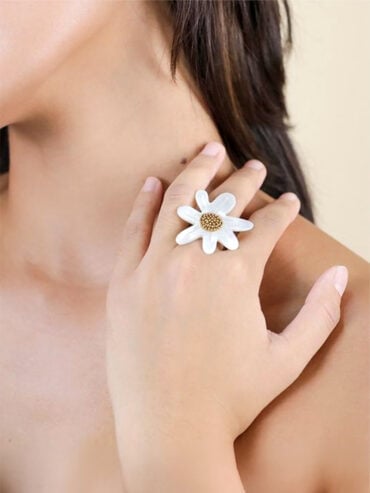 Bague ajustable Marguerite nacre