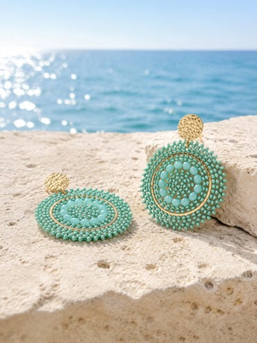 Boucles d'oreilles mini espagnola vert d'eau ambiance mer et soleil