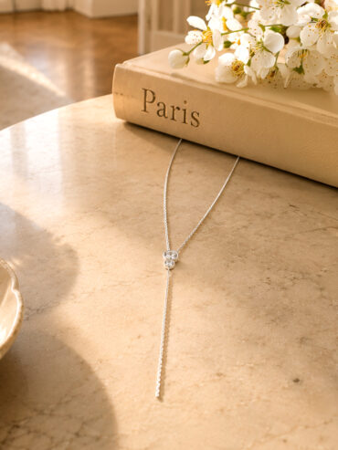 Collier cravate forme Y argent EMY