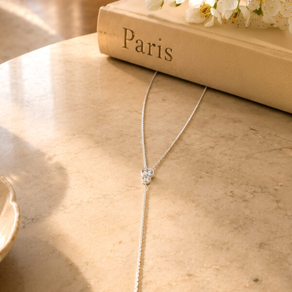 Collier cravate forme Y argent EMY