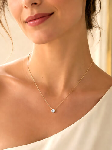 Collier fin solitaire plaqué or Méribel