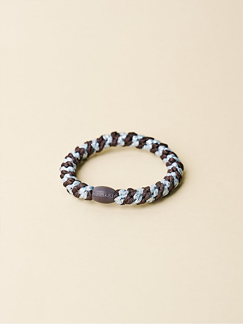 Elastique bracelet Kknekki Marron glacé bleu Glitter 3 Elastique kknekki marron glacé bleu glitter - pour cheveux et poignet