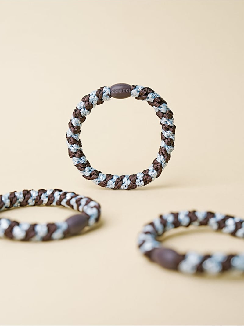 Elastique bracelet Kknekki Marron glacé bleu Glitter 4 Elastique kknekki marron glacé bleu glitter - pour cheveux et poignet
