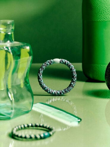 Elastique bracelet Kknekki Mix Gris acier bleuté Glitter