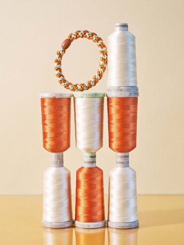Elastique bracelet Kknekki Mix orange confite Ivoire Glitter